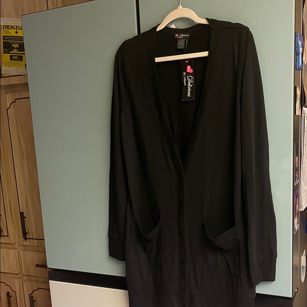 Delirious Black Women's Cardigan Sweater Women’s 1X…….#17